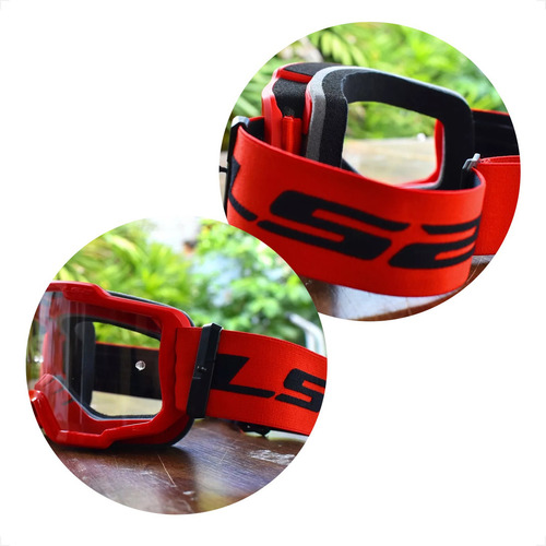 Óculos Motocross Ls2 Charger Vermelho Transparente Tamanho Un