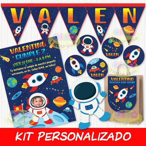 Pack Imprimible Astronauta Planetas Espacial Personalizado