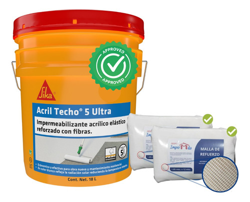 Kit Para Impermeabilizar Sika Acril Techo 5 Años 18l