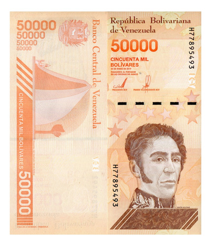 Billete De Venezuela De 50,000 Bolívares, Simón Bolívar 2019