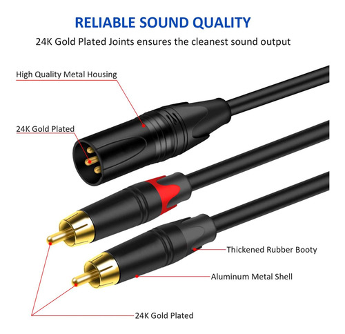 Xlr Para Cabo Cabo Duplo Plugue Adaptador Masculino 5m