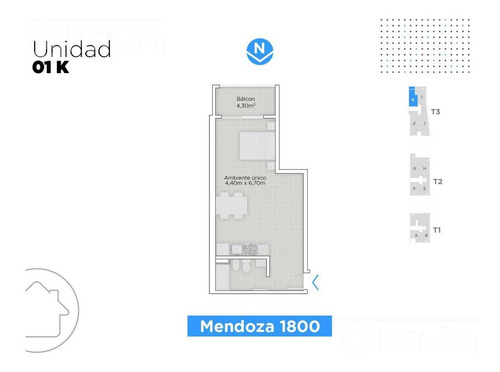 Imagen 15 de 26 de Monoambiente Interno Tipo Loft En Desarrollo Rosario Centro