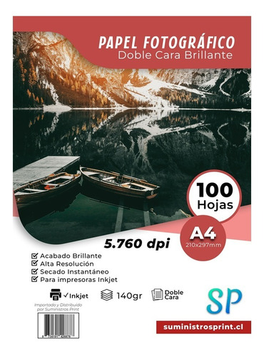 Papel Fotográfico Glossy Doble Cara A4 140gr X 100 Hojas