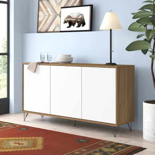 comprar Aparador Multiusos Rodas Roble\u002Fblanco 3 Puertas Tu Mesita