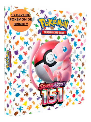 Fichário Pasta Álbum Pokemon + 30 Folhas + 9 Cartas + Brinde