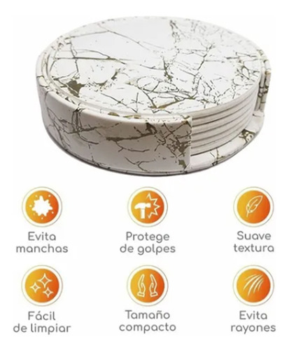 7pcs Porta Tazas Portavasos Redondo 10cm De Cuero Taza Mesa