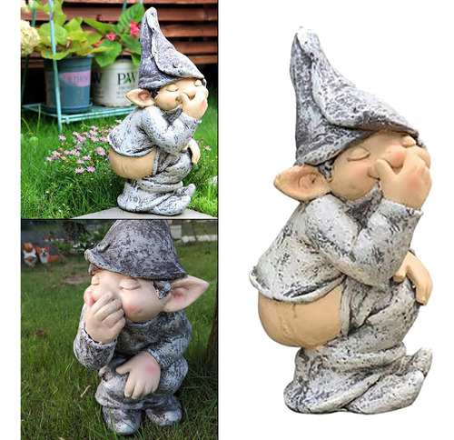 3 Figura De Estatua De Gnomo Travieso De Poliresina