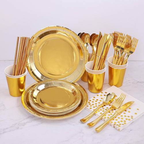 Sete Conjunto De Guardanapos Descartáveis Palhas De Ouro