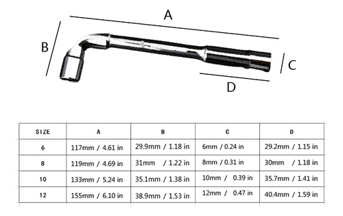 Llave De Tubo Hexagonal Angular En Forma De (8 #mold) De Ace