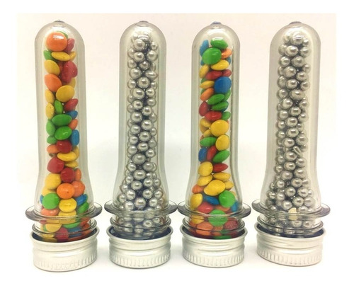 100 Tubos Golosineros 10cm Tapa Metálica Souvenir Candy