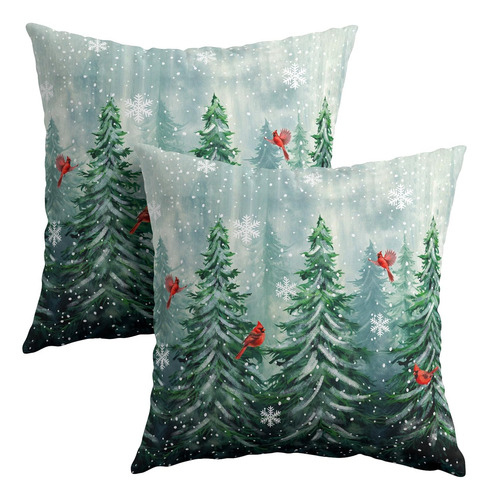 Funda De Cojín Decorativa De Árbol De Acuarela 18x18 Pulgada