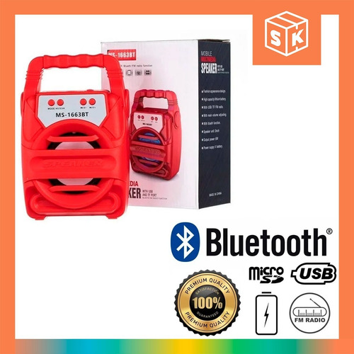Imagen 5 de 10 de Parlante Portatil Bluetooth Con Luz Radio Usb Tarjeta Sd