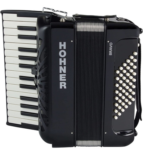 Acordeon Hohner Bravo Ii 48 Bajos 26 Teclas Negro Con Funda