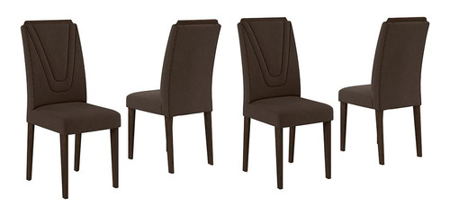 Conjunto 4 Cadeiras Lima Imbuia/ Marrom - Móveis Arapongas Cor Imbuia/marrom 04 Cor da estrutura da cadeira Imbuia Desenho do tecido Liso