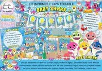 Comprar Kit Imprimible Candy Bar Baby Shark 100% Editable