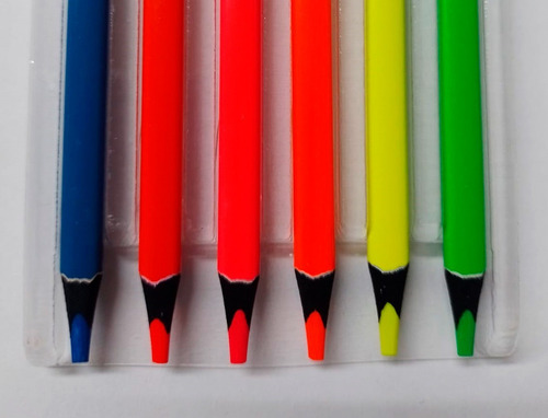 Colores Metalicos Neon Duo Triangulares Sacapuntas 6 Pzas