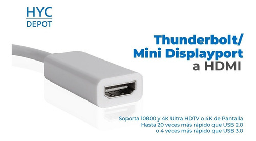 Imagen 6 de 10 de Adaptador Compatible Mini Displayport A Hdmi Full Hd Premium