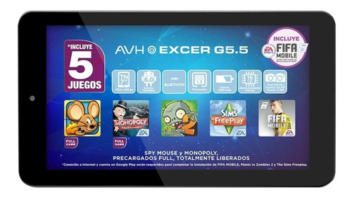 Tablet  AVH Excer G5.5 7" 16GB color negro y 1GB de memoria RAM