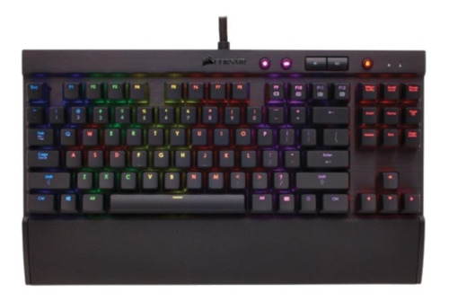 Teclado gamer Corsair K65 RGB QWERTY español color black con luz RGB