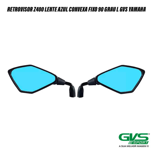 Retrovisor Z400 Lente Azul Convexa Fixo 90 Grau L Gvs Yamaha