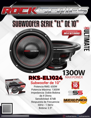 Subwoofer Doble Bobina Rock Series Rks-el1024 350/700 Watts
