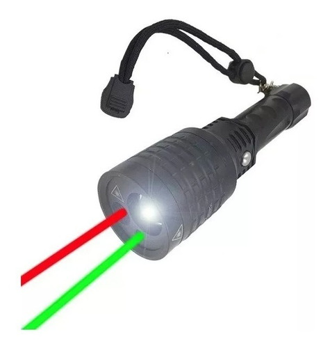 Linterna Led Tactica Con Laser Verde Y Rojo Zoom Recargable 