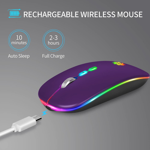 Wireless Mouse Kbcase Led Slim Silent 2.4g Rechargeable