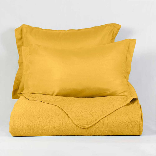 Quilt Coordoba 2 Plazas Marca Mashini Color Amarillo Liso