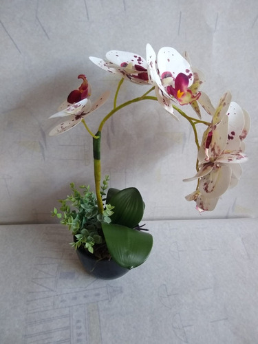 Arranjo Orquídea Branca E Roxa Vaso Redondo Preto-36 Cm | Parcelamento sem  juros