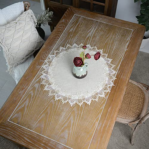 Artable Mantel De Lino Con Encaje Gris Para Cubrir Mesa, Po