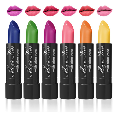 Magic Kiss Paquete De 6 Lapices Labiales De Aloe Vera Que Ca