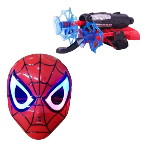 Máscara De Led Infantil + Lançador De Dardo : Homem Aranha