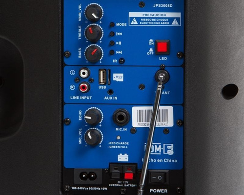Bocina Rca Jps3008d 50w Bluetooth Recargable Con Fm Y Sd (Reacondicionado)