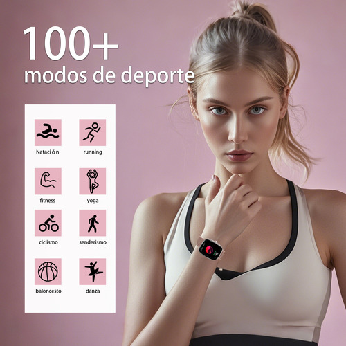 Reloj Inteligente Smart Watch Bluetooth,para Hombre Y Mujer - Monitor Cardiaco, 100+ Modos Deportivos, Alarma De Sueño Y Notificaciones Push