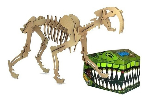 Dinosaurio Puzzle Madera Smilodon Dientes De Sable Esqueleto