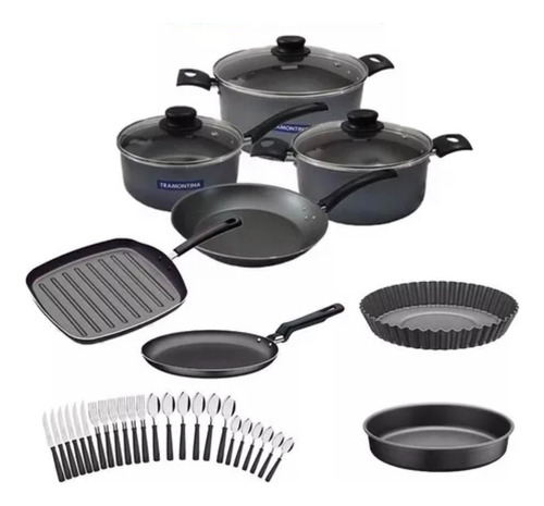 Set Combo Cocina Tramontina Teflon Antiadherente 32 Unidades