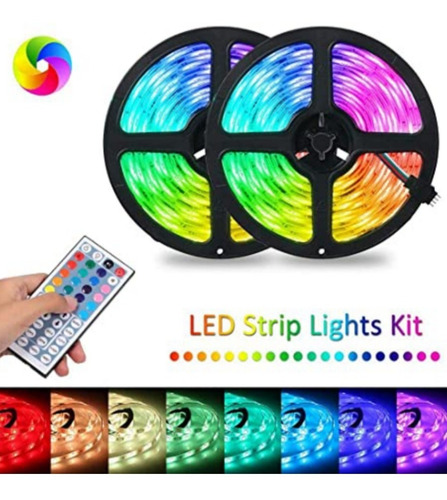 Imagen 4 de 4 de Cinta Rollo Tira Luces Led 5mt Multicolor +control Rgb Kit