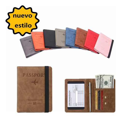 Porta Pasaporte Documentos Funda Protectora Viaje Con Rfid Color Marrón
