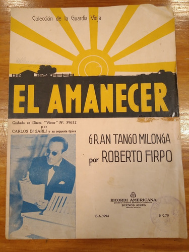 El Amanecer Firpo Tango Partitura