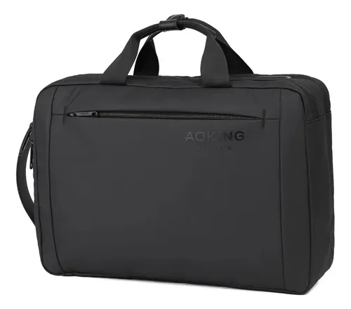 Maletin Portafolio Mochila Aoking Sn4002 Color Negro Diseño De La Tela Liso