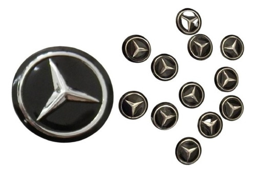 Mercedes Emblema Da Chave Adesivos 14mm Alumínio Cor Preto