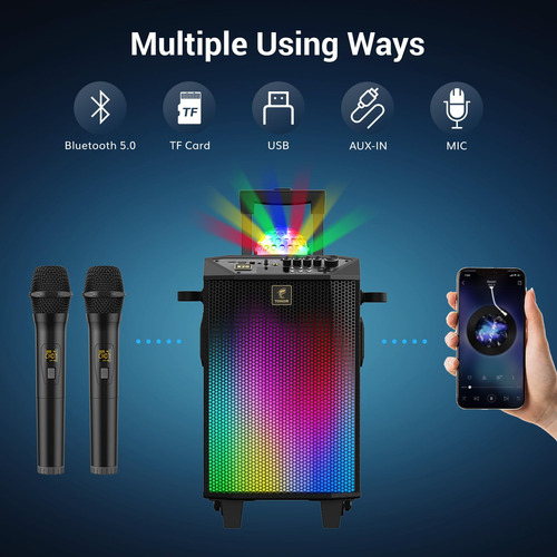 Wireless Karaoke Machine Tonor K20 W/ Dual Microphones & Mor