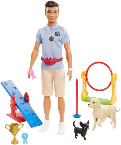 Barbie Ken Entrenador De Perros Con Perritos Mattel Gjm34