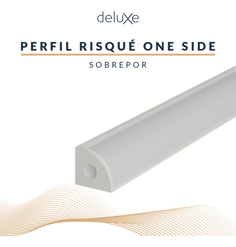 Kit 5 Perfil Led Barra Risque One Side Canto 18x13mm 2 Metros Sobrepor Branco Aluminio Cod:338285614-5 Deluxe By Avant