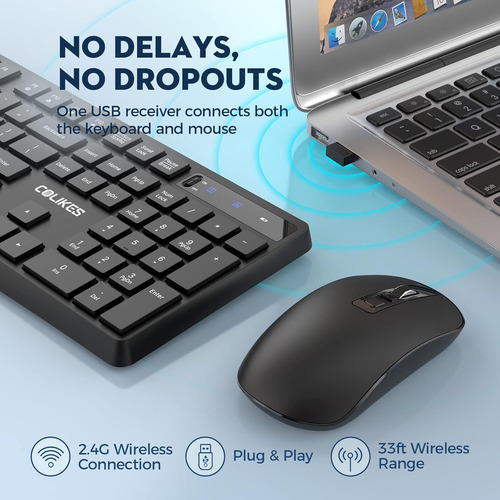 Combo Teclado & Mouse Inalámbrico Usb 2.4g Ergonómico