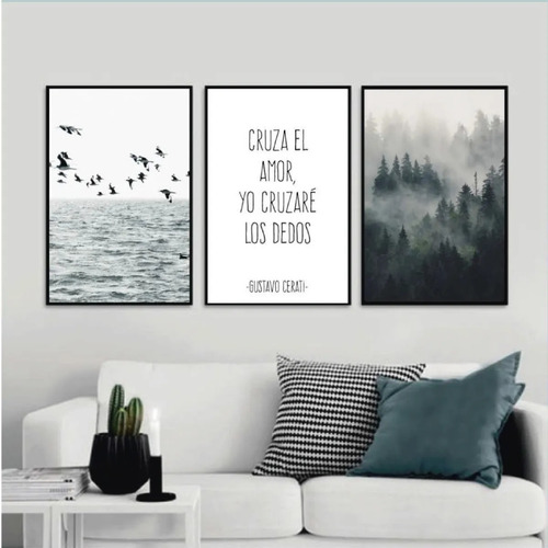 Imagen 5 de 5 de Cuadros Modernos - Tríptico 30x45 Cm (setx3) Flores Pájaros