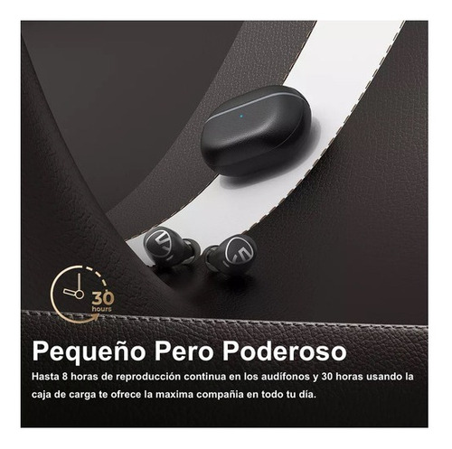 Imagen 3 de 6 de Auriculares in-ear gamer inalámbricos Soundpeats Free2 Classic negro con luz LED