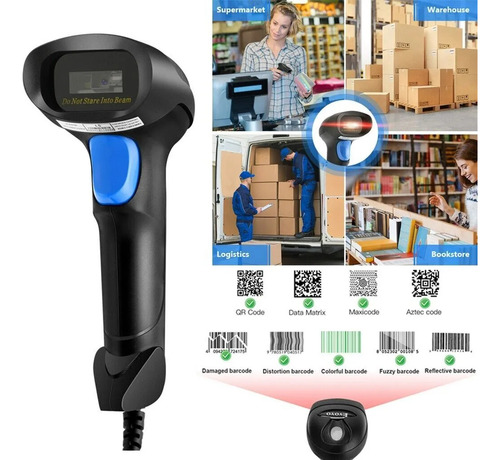 Escáner De Código De Barras Con Cable 1d Qr 2d Portátil Usb