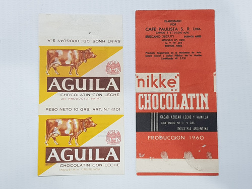 Antiguo Envoltorio Chocolate Águila Nikke Lote X 2 Mag 58801
