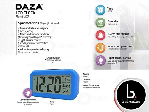 Reloj Despertador Digital Sensor Luz Alarma Temperatura